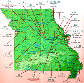 Map of Missouri Wineries